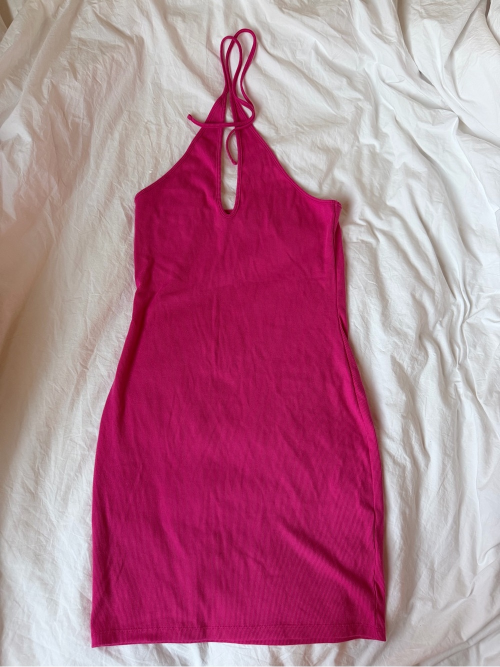 hot pink halter bodycon dress